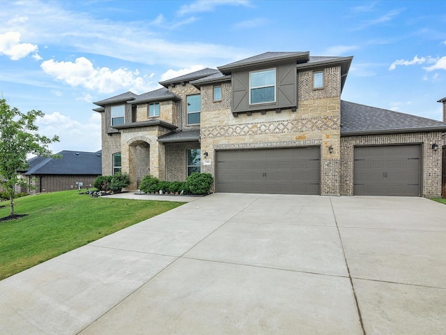2508 Bunker Hill Dr, Burleson, TX 76028 - view of front of home featuring concrete driveway, a front yard, brick siding, a shingled roof, and an attached garage