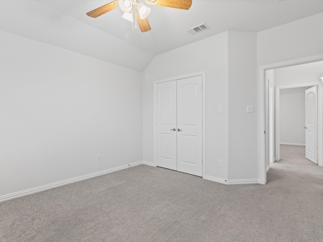2508 Bunker Hill Dr, Burleson, TX 76028 - unfurnished bedroom with carpet floors, a closet, baseboards, ceiling fan, and vaulted ceiling