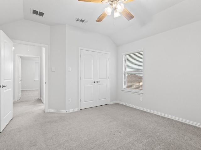 2508 Bunker Hill Dr, Burleson, TX 76028 - unfurnished bedroom with lofted ceiling, carpet, baseboards, a closet, and ceiling fan