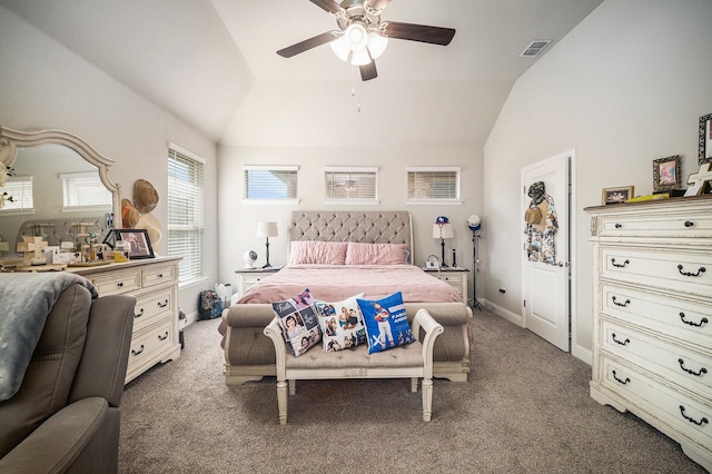 117 Welch Folly Ln, Aledo, TX 76008 - bedroom with carpet flooring, vaulted ceiling, and a ceiling fan
