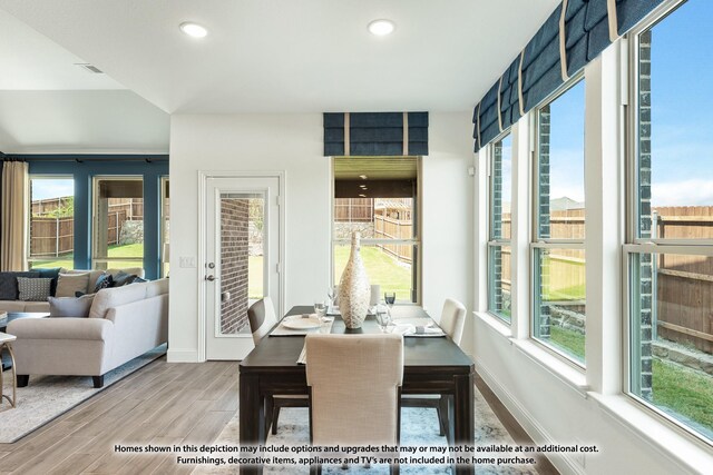 3418 Abingdon Dr, Melissa, TX 75454 - dining area featuring plenty of natural light, wood finished floors, baseboards, and recessed lighting