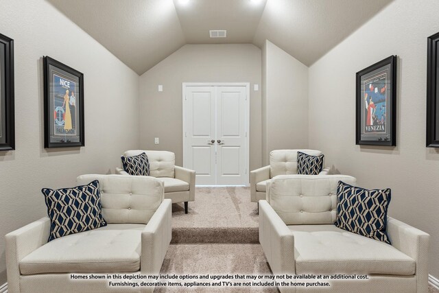3418 Abingdon Dr, Melissa, TX 75454 - carpeted living room featuring lofted ceiling