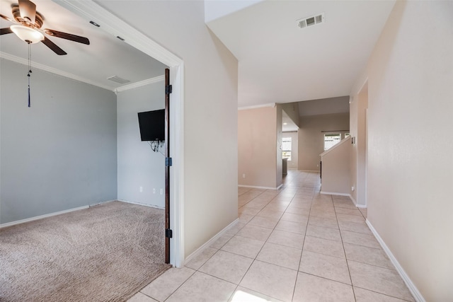 1503 E Collins Blvd, Wylie, TX 75098 - hallway featuring ornamental molding, baseboards, and light tile patterned floors