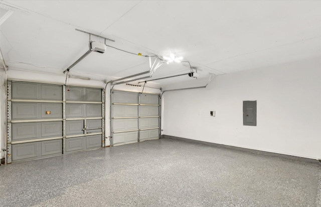 783 Eiffel Dr, Plano, TX 75023 - garage with electric panel, a garage door opener, and baseboards