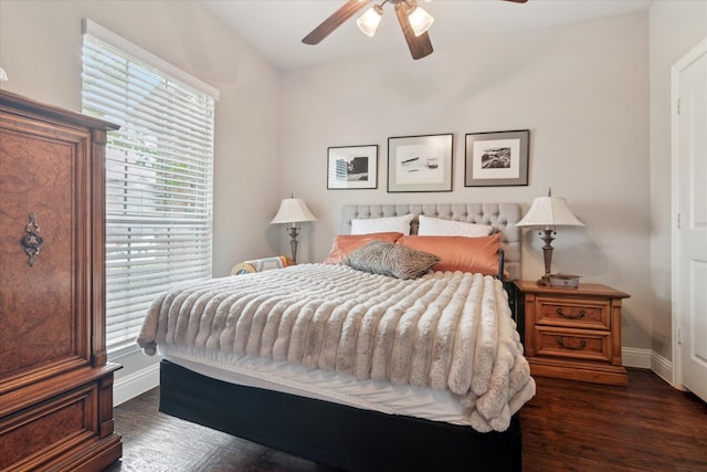3302 Blue Jay Ln, Melissa, TX 75454 - bedroom featuring dark wood-style flooring, baseboards, and ceiling fan