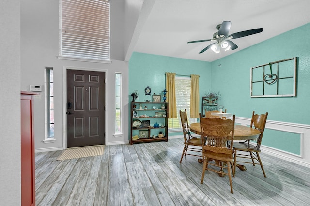 1908 Timberline Ln, Sherman, TX 75092 - dining space featuring wood finished floors, baseboards, and a ceiling fan