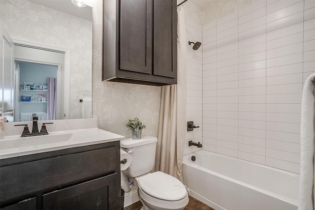 9925 Chaparral Pass, Fort Worth, TX 76126 - bathroom with vanity, shower / bath combo with shower curtain, and toilet