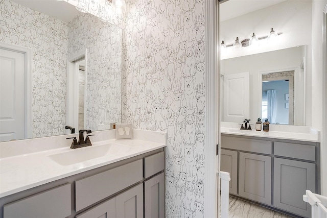 9925 Chaparral Pass, Fort Worth, TX 76126 - bathroom featuring vanity and marble look tiles