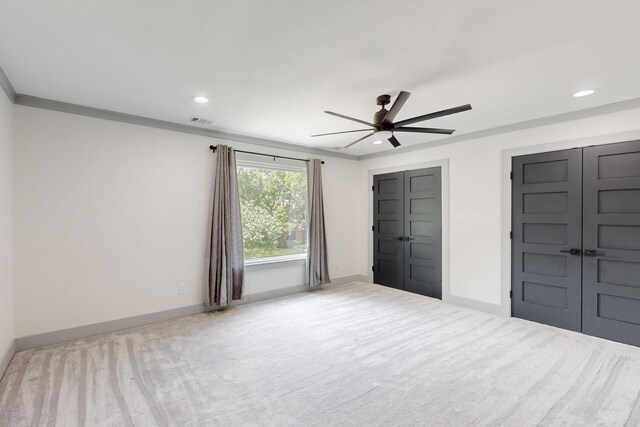 2003 Quincy Ct, Arlington, TX 76013 - unfurnished bedroom featuring recessed lighting, carpet flooring, baseboards, crown molding, and a ceiling fan