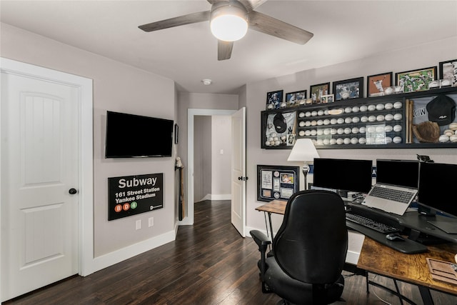 3659 Smoketree Dr, Rockwall, TX 75032 - home office featuring wood finished floors and ceiling fan