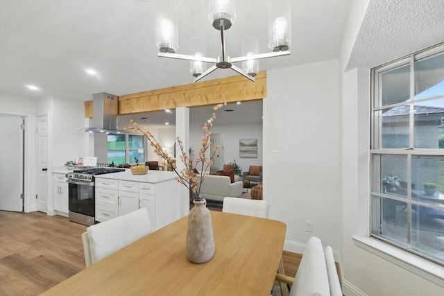 6304 Circleview Dr, Haltom City, TX 76180 - dining area with light wood-type flooring, a chandelier, and baseboards