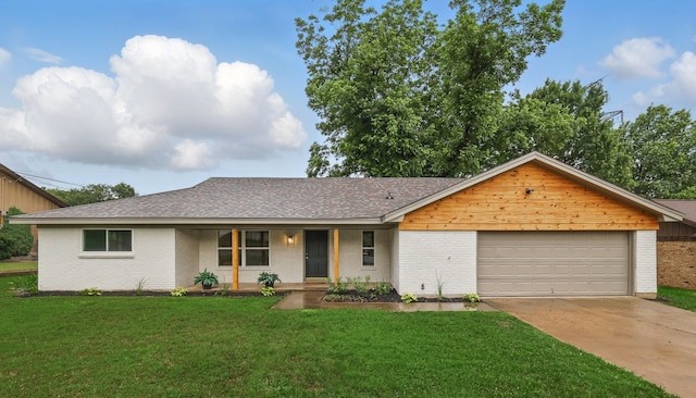 6304 Circleview Dr, Haltom City, TX 76180 - single story home featuring brick siding, covered porch, a front lawn, a garage, and concrete driveway