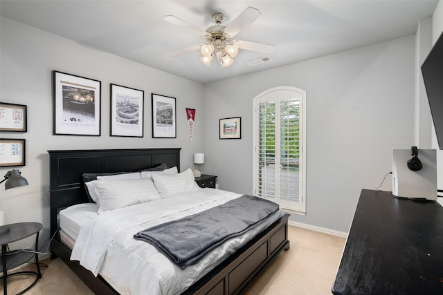 1229 Comanche Dr, Allen, TX 75013 - bedroom featuring light carpet and a ceiling fan