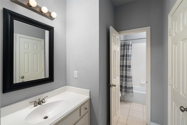 1229 Comanche Dr, Allen, TX 75013 - full bath with vanity, tile patterned flooring, and shower / bath combination with curtain
