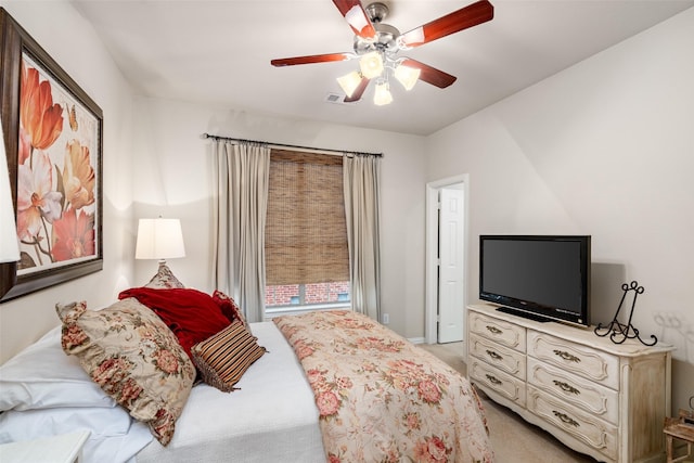 1229 Comanche Dr, Allen, TX 75013 - bedroom featuring light carpet and a ceiling fan