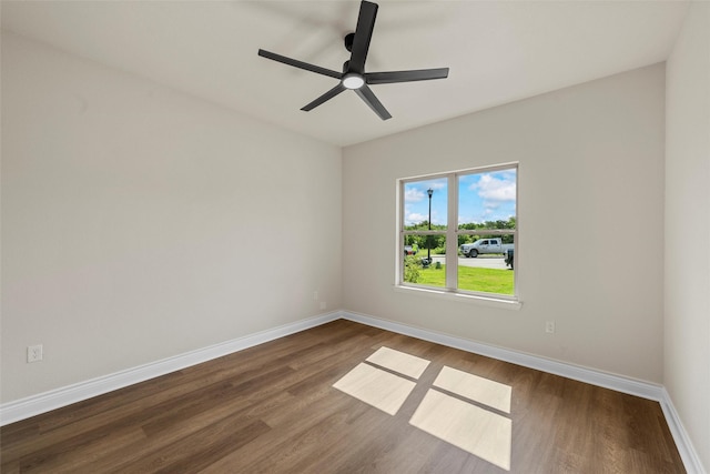 10917 Granada Dr, Waco, TX 76708 - unfurnished room with wood finished floors, baseboards, and ceiling fan