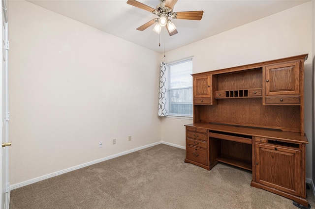 10325 Hogan Dr, Benbrook, TX 76126 - unfurnished office with light colored carpet, baseboards, and a ceiling fan
