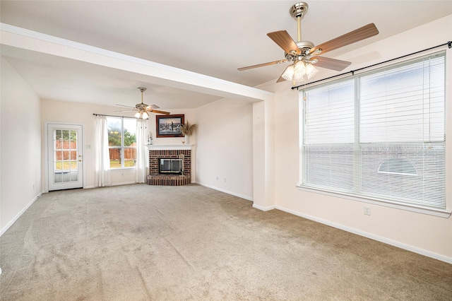 10325 Hogan Dr, Benbrook, TX 76126 - unfurnished living room with ceiling fan, carpet, and baseboards