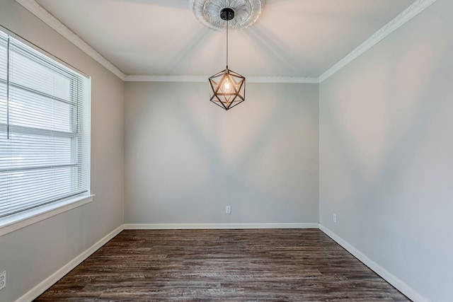 5729 Wales Ave, Fort Worth, TX 76133 - unfurnished room with dark wood finished floors, baseboards, and crown molding
