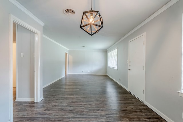 5729 Wales Ave, Fort Worth, TX 76133 - empty room with dark wood finished floors, ornamental molding, and baseboards