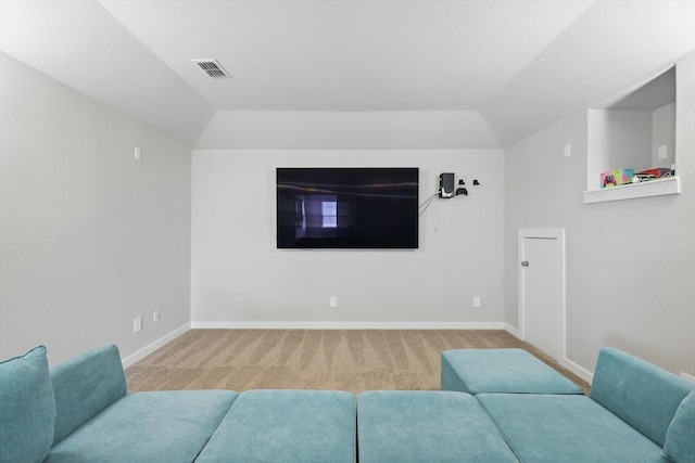 2321 Spring Side Dr, Royse City, TX 75189 - carpeted home theater room featuring baseboards and vaulted ceiling