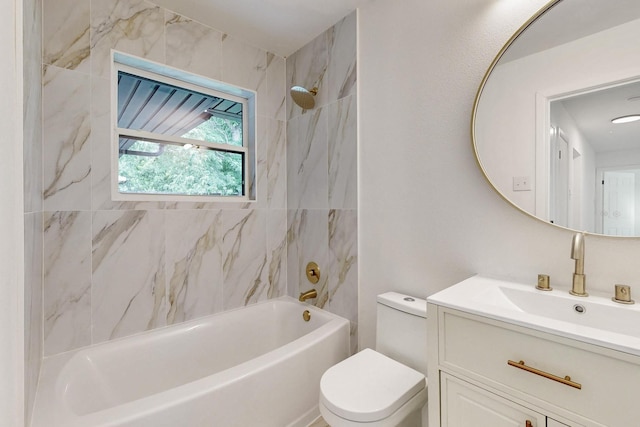 3558 La Prada Dr, Mesquite, TX 75150 - bathroom featuring vanity, washtub / shower combination, and toilet
