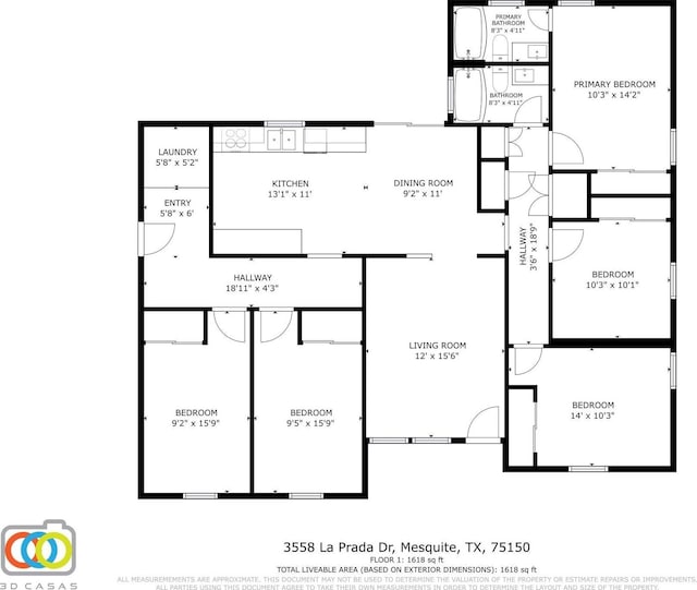 3558 La Prada Dr, Mesquite, TX 75150 - floor plan / room layout