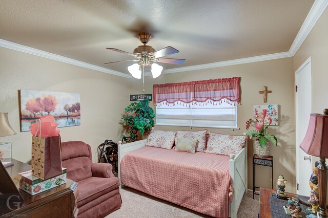 3415 Glasscock Ave, Bossier City, LA 71112 - bedroom featuring crown molding, carpet flooring, and a ceiling fan