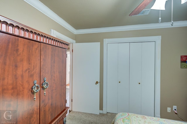 3415 Glasscock Ave, Bossier City, LA 71112 - bedroom with carpet floors, ornamental molding, and a closet