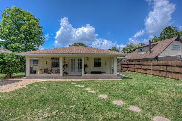 3415 Glasscock Ave, Bossier City, LA 71112 - rear view of property with french doors, ceiling fan, and roof with shingles