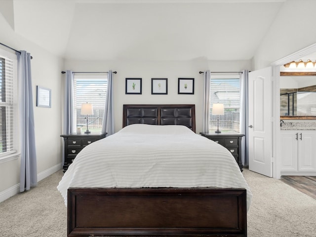 11716 Pistachio Trl, Fort Worth, TX 76108 - bedroom with lofted ceiling, light carpet, multiple windows, and baseboards