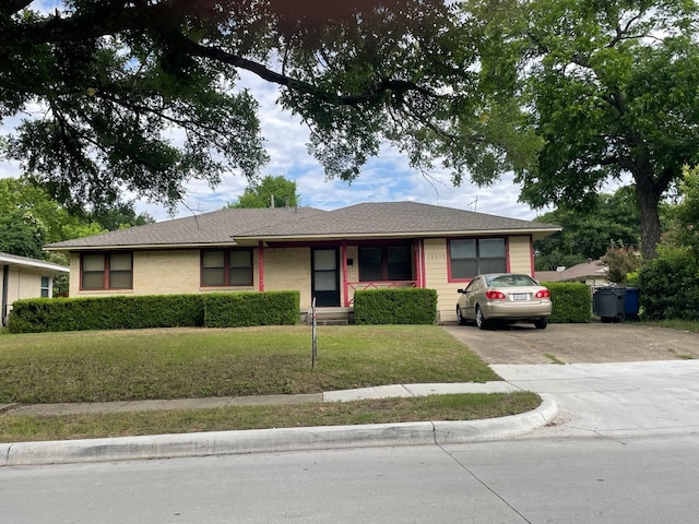 10019 Estacado Dr, Dallas, TX 75228 - ranch-style house featuring a front lawn and concrete driveway