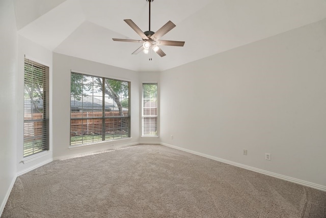 1401 Superior Dr, Flower Mound, TX 75028 - carpeted spare room featuring ceiling fan, baseboards, and lofted ceiling