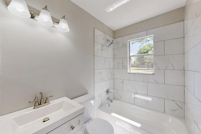 2530 Gerry Way St, Lancaster, TX 75134 - bathroom with washtub / shower combination, toilet, and vanity