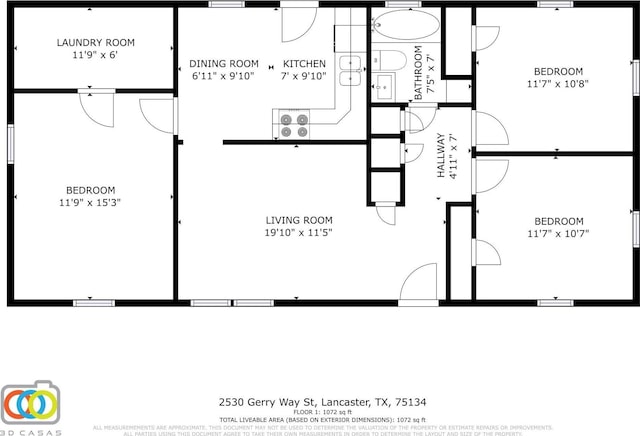 2530 Gerry Way St, Lancaster, TX 75134 - floor plan / room layout
