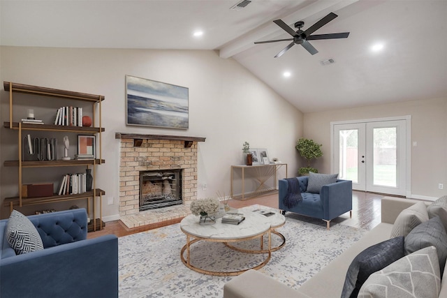 7013 Buttonwood Dr, Fort Worth, TX 76137 - living area featuring wood finished floors, a ceiling fan, baseboards, french doors, and recessed lighting