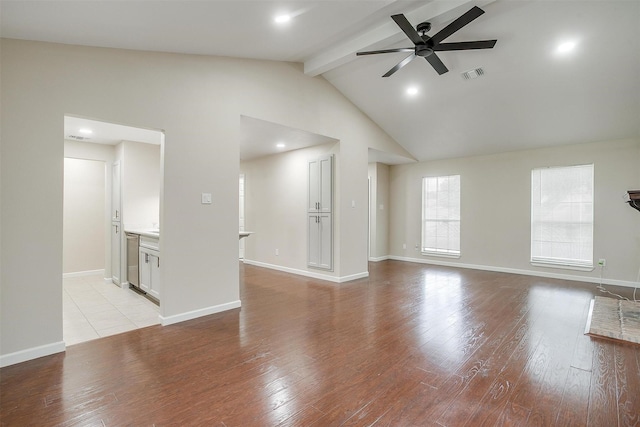 7013 Buttonwood Dr, Fort Worth, TX 76137 - unfurnished living room with a ceiling fan, light wood-type flooring, baseboards, and recessed lighting
