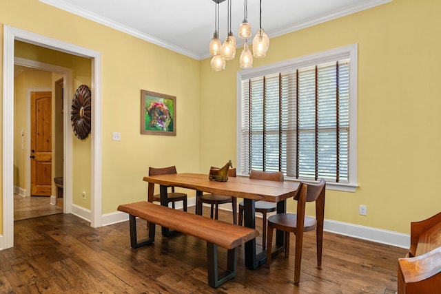 12265 Sable Ln, Whitehouse, TX 75791 - dining room with baseboards, crown molding, wood finished floors, and a chandelier