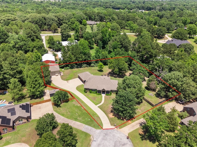 12265 Sable Ln, Whitehouse, TX 75791 - aerial overview of property's location with property parcel outlined and a heavily wooded area