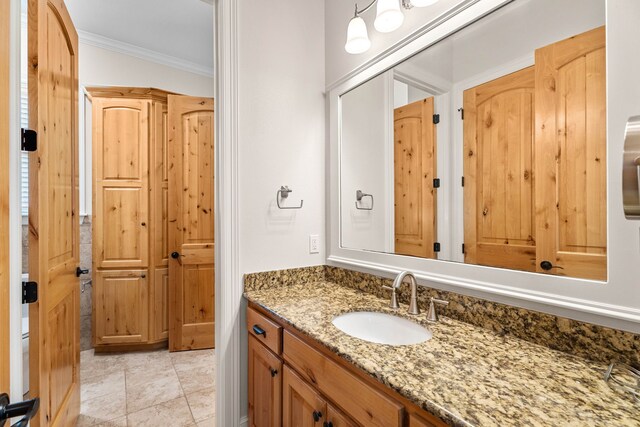 12265 Sable Ln, Whitehouse, TX 75791 - bathroom featuring crown molding and vanity