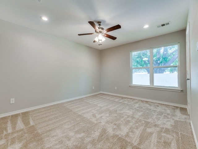 1135 La Mesa Dr, Richardson, TX 75080 - spare room with a ceiling fan, light carpet, baseboards, and recessed lighting