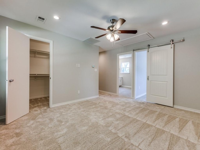 1135 La Mesa Dr, Richardson, TX 75080 - unfurnished bedroom with carpet flooring, a spacious closet, recessed lighting, baseboards, and attic access
