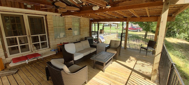 281 Private Road 612, Reagan, TX 76680 - deck with an outdoor living space and ceiling fan