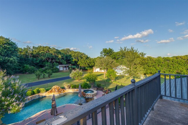 5891 Harmony Ranch Rd, Aubrey, TX 76227 - balcony featuring view of pool and a pool with connected hot tub