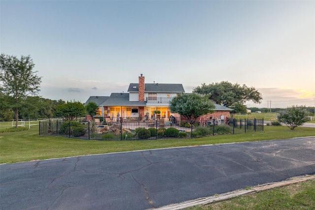 5891 Harmony Ranch Rd, Aubrey, TX 76227 - view of front of property with a chimney and a patio