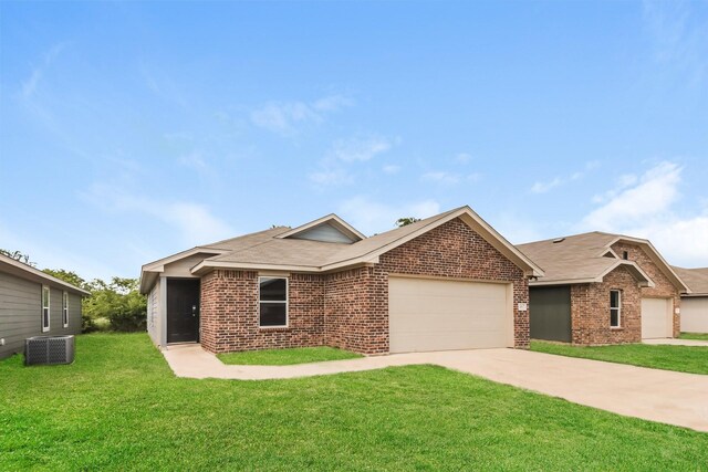 467 Bobbie St, Mabank, TX 75147 - ranch-style house featuring brick siding, an attached garage, concrete driveway, and cooling unit