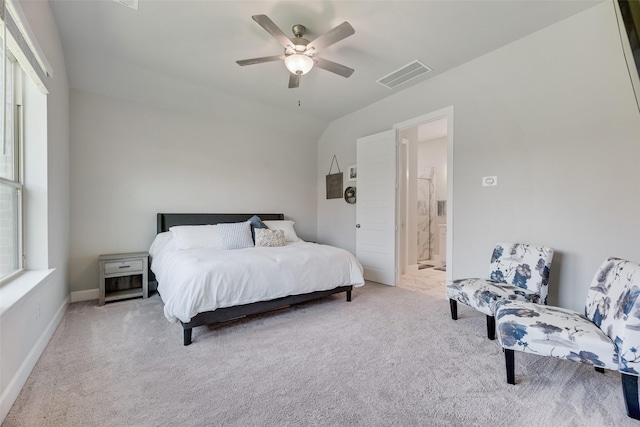 4105 Silver Spur Ct, Aubrey, TX 76227 - carpeted bedroom with connected bathroom, ceiling fan, and baseboards
