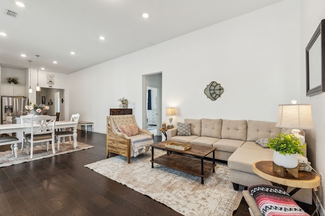 2516 Stella Ln, Northlake, TX 76247 - living area with dark wood-style floors and recessed lighting