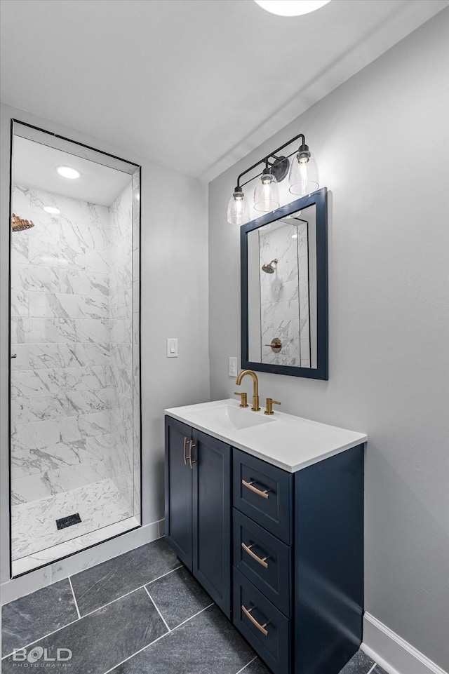 6130 Yarbrough Rd, Shreveport, LA 71119 - full bath with a marble finish shower, baseboards, and vanity