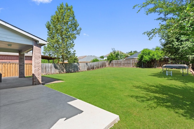 3148 Guadaloupe, Grand Prairie, TX 75054 - view of yard with a trampoline and a patio area